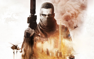 Spec Ops: The Line Banner showing a soldier marching on a devastated city in Dubai