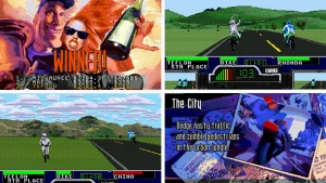 A composite of Road Rash gameplay screenshots for Sega Mega-CD