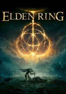 Elden Ring box art showing a knight kneeling under a bright symbol in the night sky