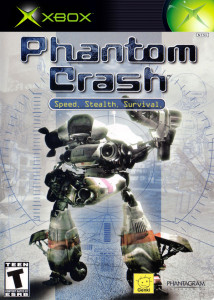 Phantom Crash NTSC-U Xbox art showing a a giant robot pointing a gun