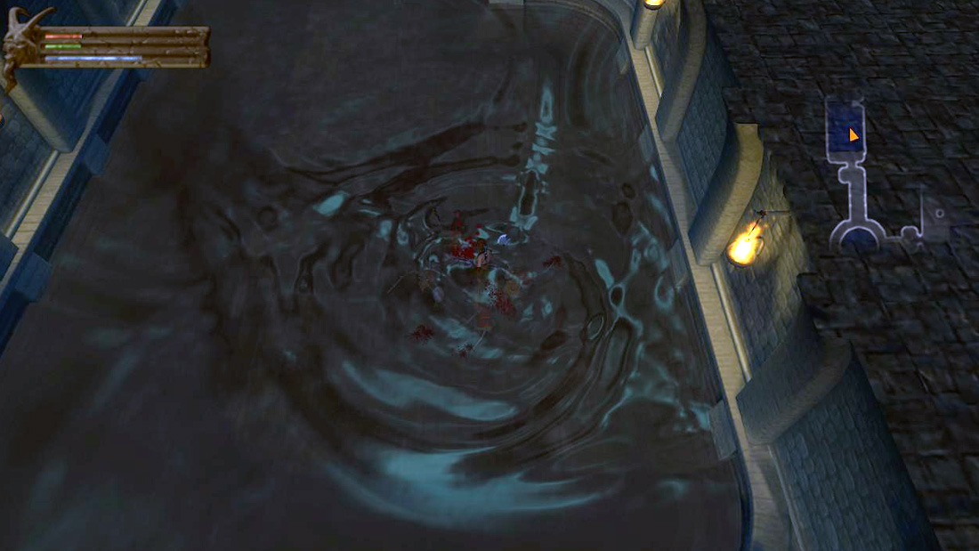 A beautiful puddle of water in Baldur's Gate: Dark Alliance.