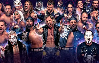 AEW Fight Forever banner showing various AEW wrestlers posing