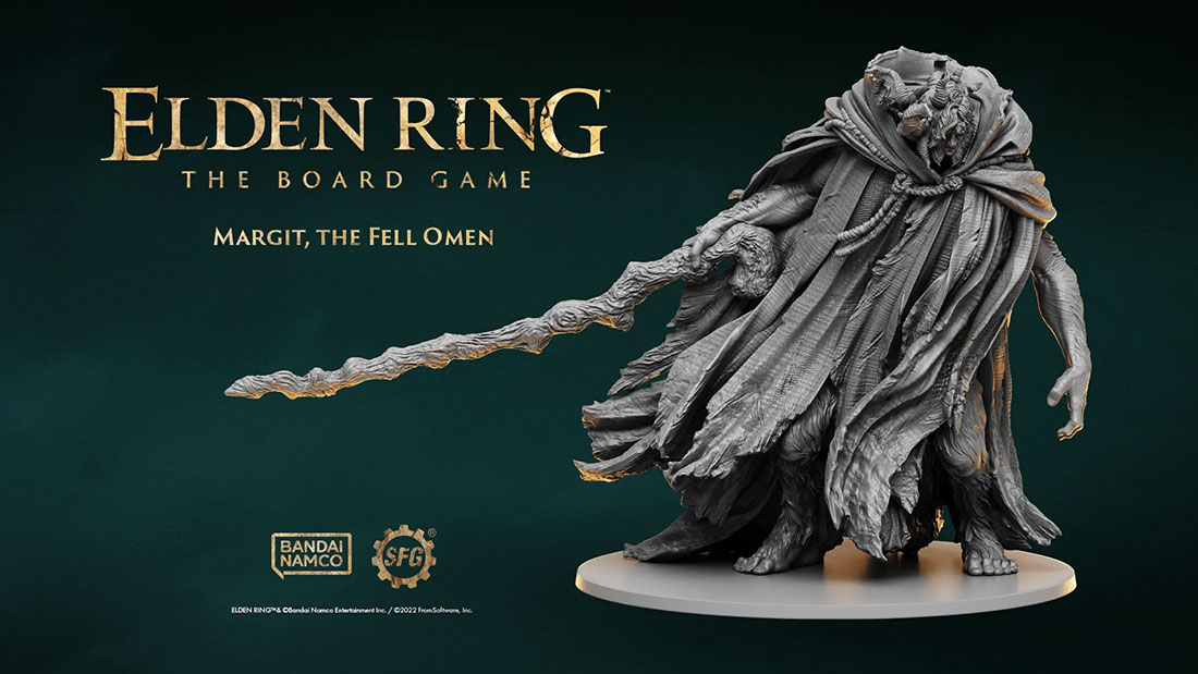 Margit poses on the Elden Ring: The Board Game key art.